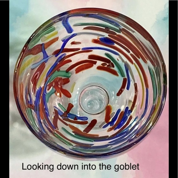 💫HOST PICK💫Verre Soufflé “Confetti” Blown Glass 16 Oz Wine Water Goblet NWOT - Picture 2 of 8